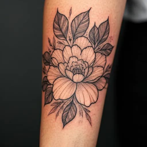 Fine line floral AI tattoo design